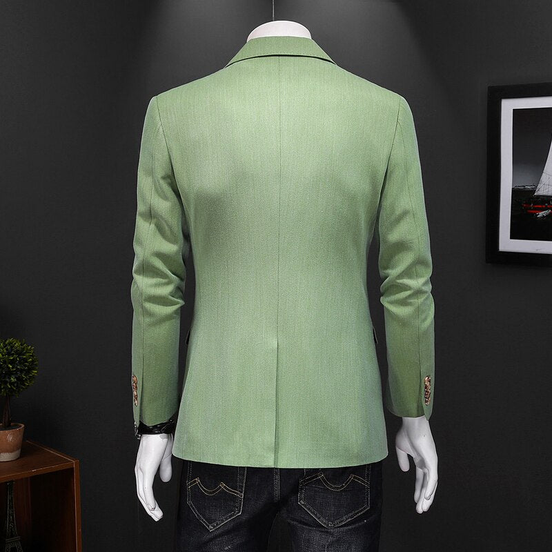 New 2021 Mens One Button Green Blazer Men Brand Slim Fit Casual Suit Jacket Blazers Mens Business Office Costume 5XL