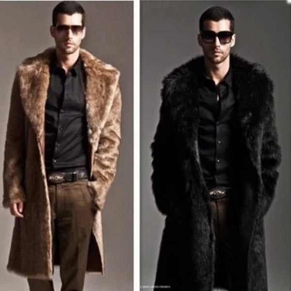 Faux Fur Coat Winter Men Thick Hooded Fluffy Long Sleeve Warm Outerwear Luxury Fur Jacket Bontjas Mens Long Mink Coats 2021